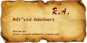 Rövid Adalbert névjegykártya